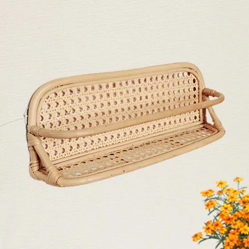Koa Rattan Display Wall Shelf by Veasoon
