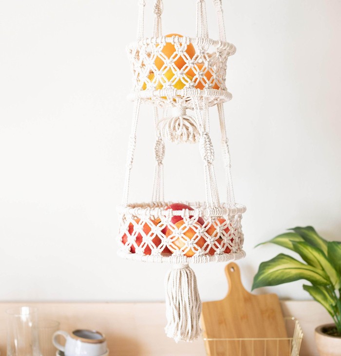 Hanging Macrame Storage Basket by Veasoon