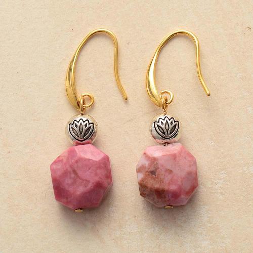 Rhodonite Stone Dangle Earrings