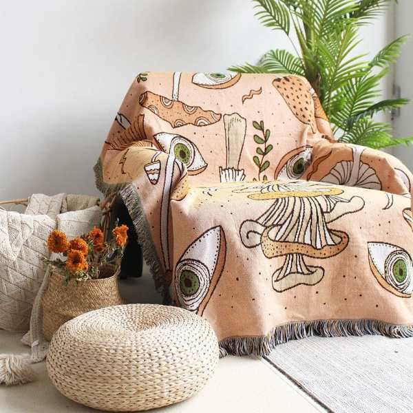 Mushroom and Mystic Eye Throw Blanket by Veasoon
