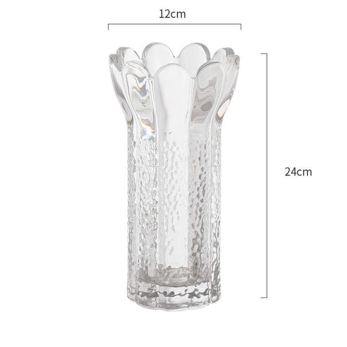 Embossed Flower Shape Crystal Glass Vase