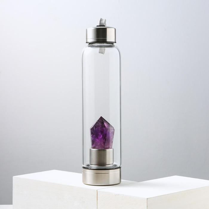 Natural Amethyst Stone Water Bottle by Veasoon