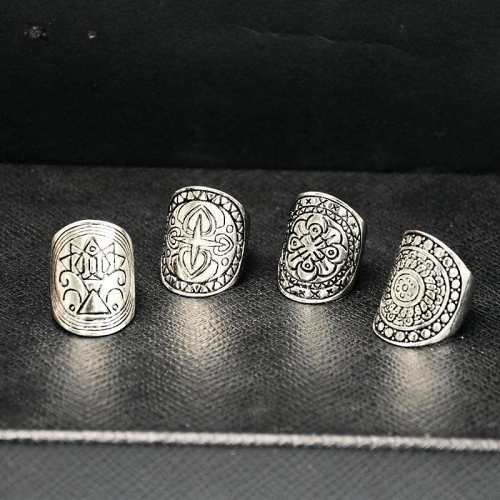Ancient Goddess Plated Ring Set 4pcs