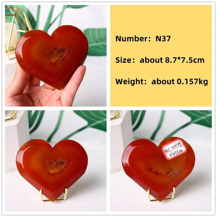 Natural Carnelian Stone Heart Carving by Veasoon