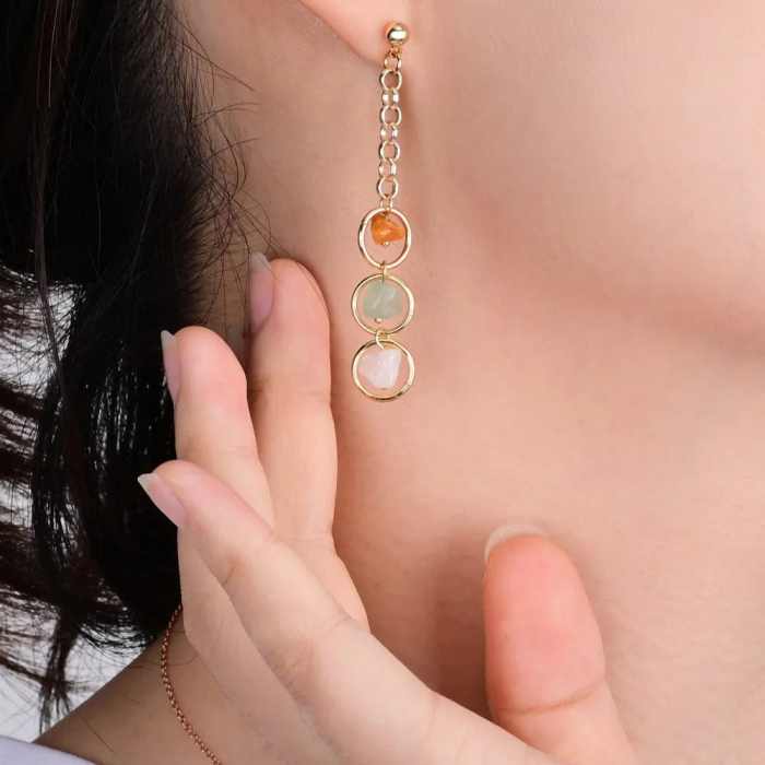 Natural Stone Crystal Earrings