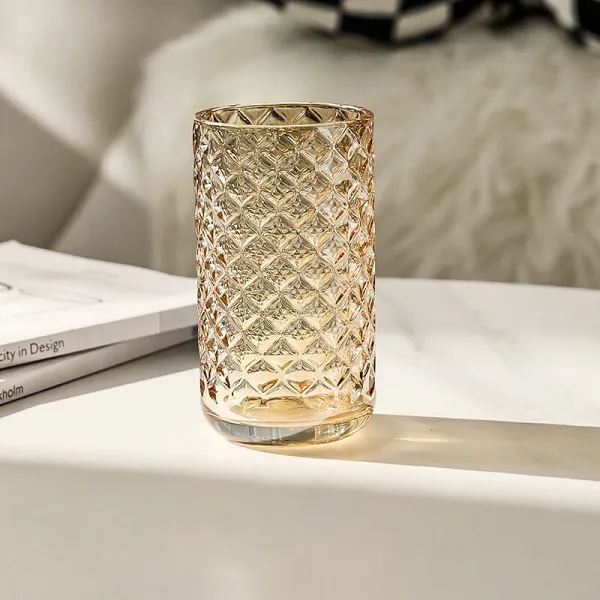 Embossed Ribbed Glass Cup