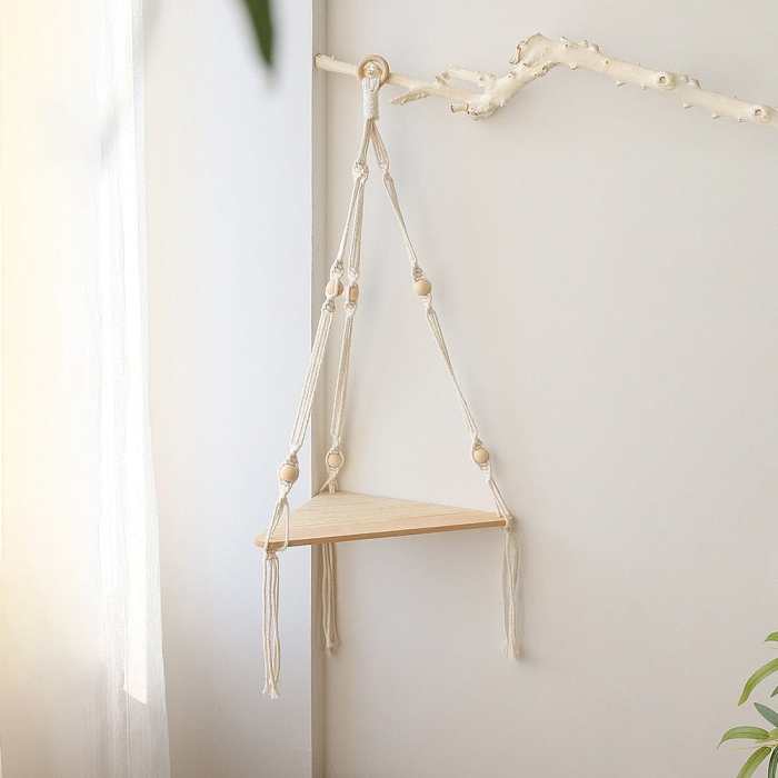 Triangle Macrame Wall Shelf by Veasoon