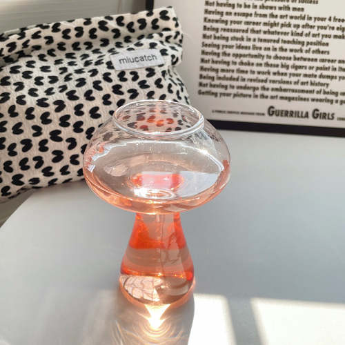 Pink Mushroom Shaped Glass by Veasoon