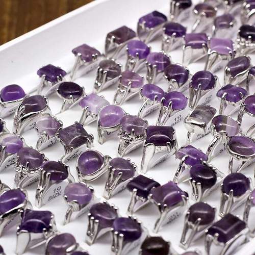 Natural Amethyst Crystal Rings (20 pieces)