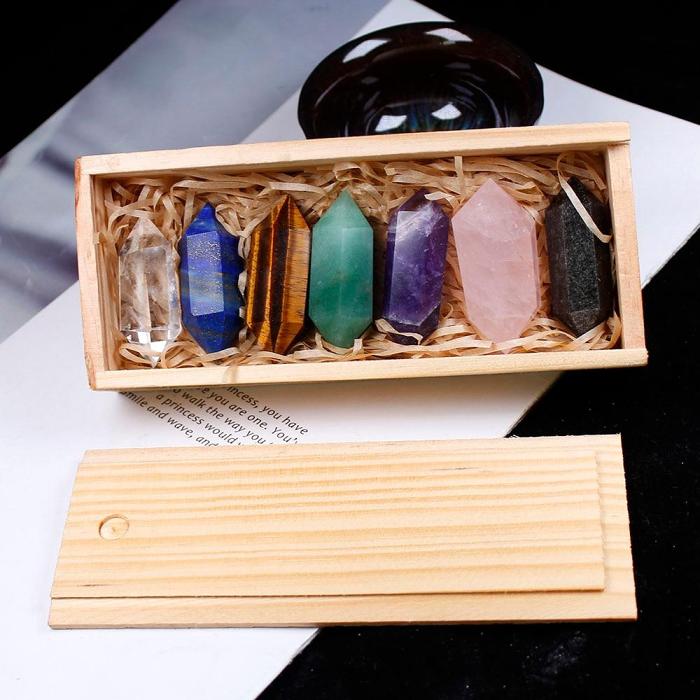 Natural Quartz Crystals Point Wand Gift Box by Veasoon