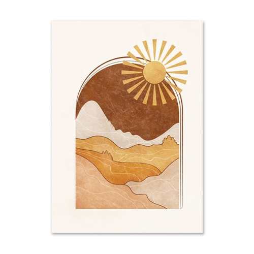 Modern Sun Art Geometric Abstract Wall Posters by Veasoon