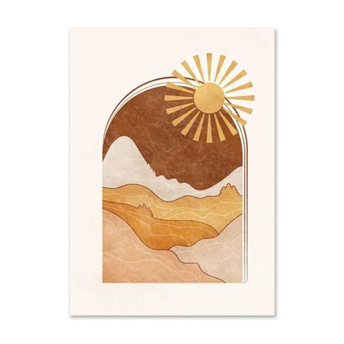 Modern Sun Art Geometric Abstract Wall Posters by Veasoon