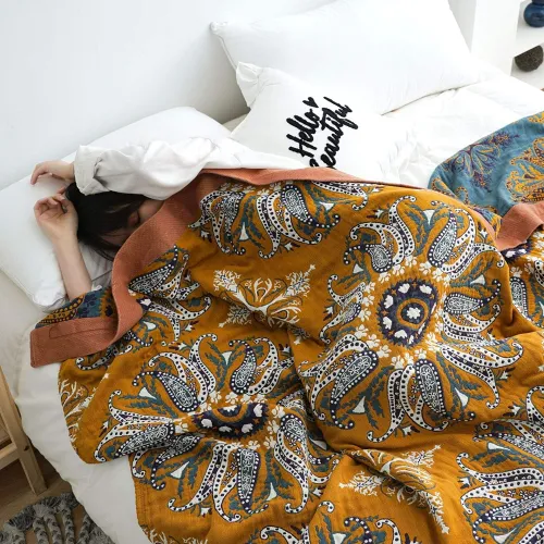 Bohemian Paisley Flower Bedspread by Veasoon