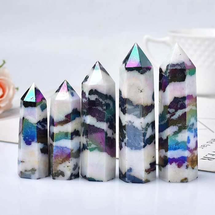 Natural Titanium Aura Crystal Tower by Veasoon