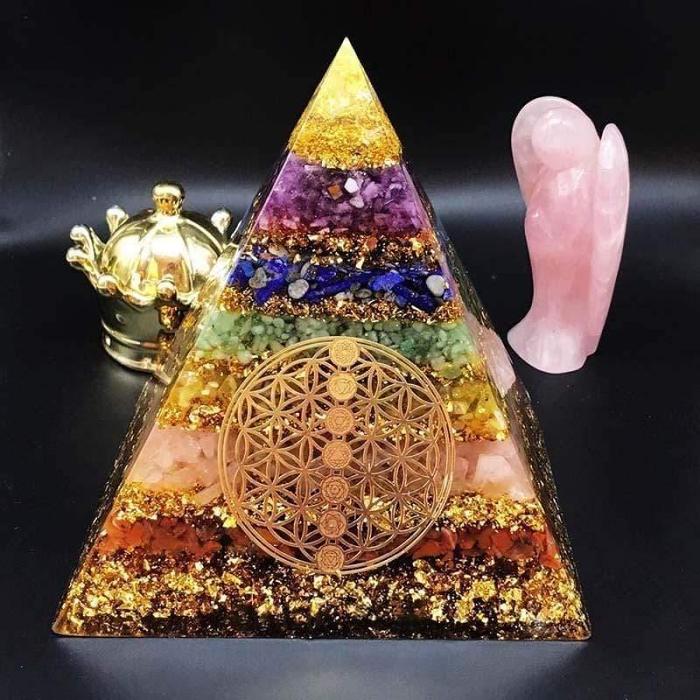 7 Chakra Awakening Healing Orgone Crystal Pyramid by Veasoon