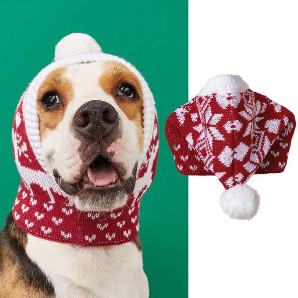 Snowflake Knitted Christmas Pet Hat by Veasoon