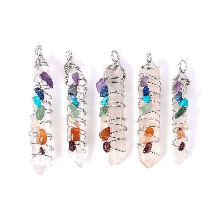 7 Chakra Quartz Crystal Rainbow Pendant Necklace
