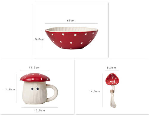 Red Spotted Mushroom Underglaze Tableware Collection by Veasoon