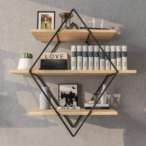 Rhomboid Wooden Wall Shelf by Veasoon