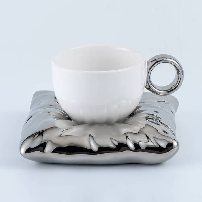 Pillow Ceramic Cup and Saucer