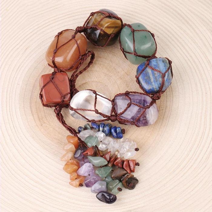 Hanging 7 Chakra Gemstones- Large Size by Veasoon