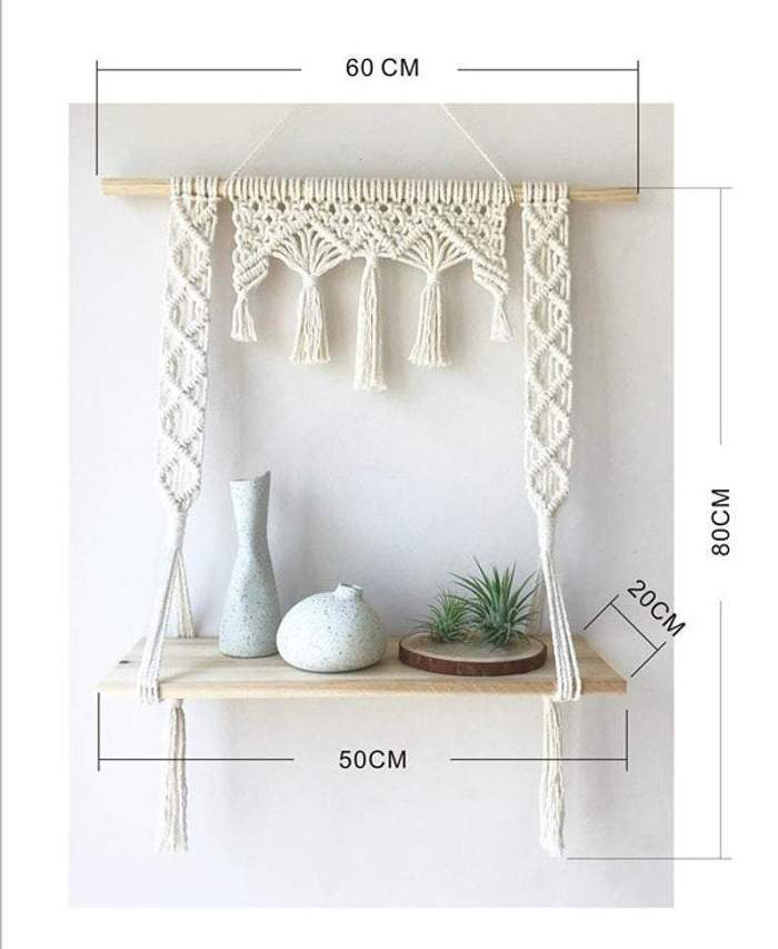 Macrame Hanging Shelf by Veasoon