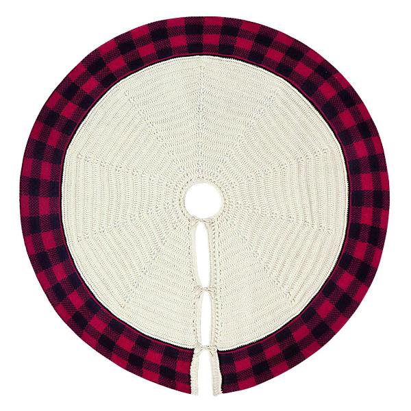 Cozy Knitted Christmas Tree Skirt by Veasoon