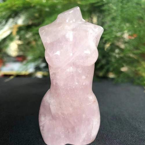 Rose Quartz Carved Crystal Goddess by Veasoon