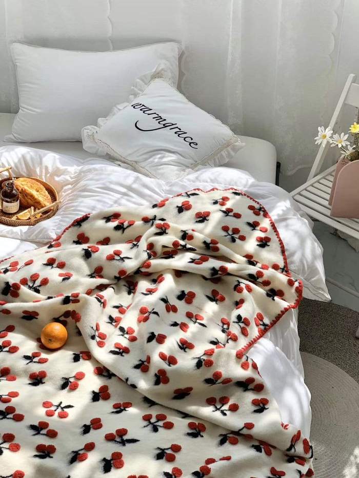 Cherries Throw Blanket by Veasoon