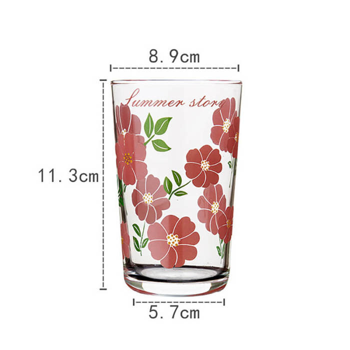 Floral Print Glass Cup