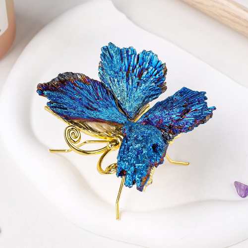 Blue Titanium Aura Kyanite Butterfly by Veasoon