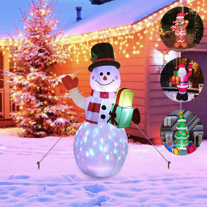 Glowing Christmas LED Santa and Snowman Inflatables by Veasoon