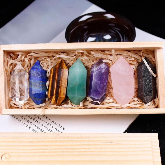Natural Quartz Crystals Point Wand Gift Box by Veasoon