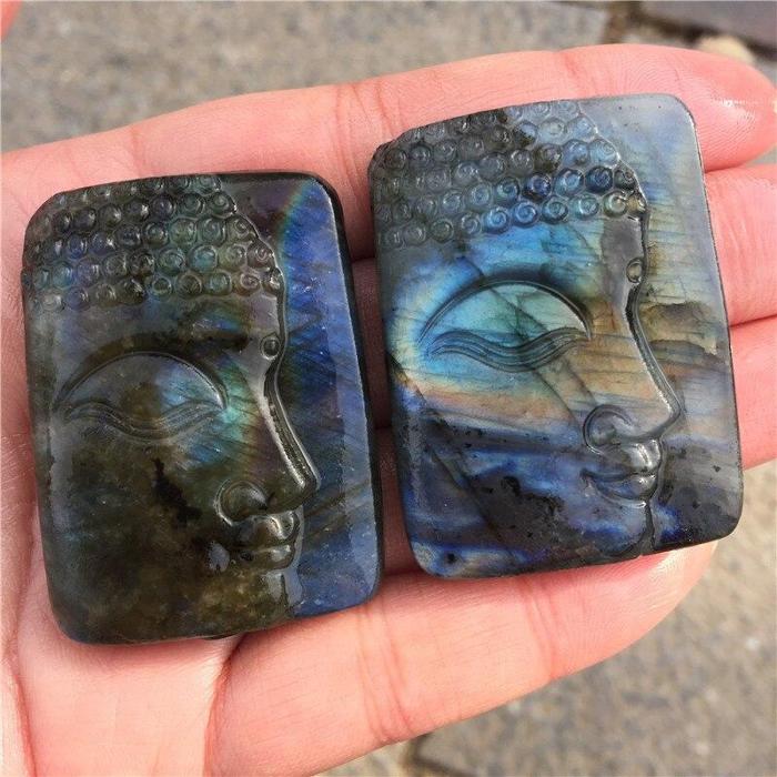 Labradorite Buddha Carved Healing Crystal by Veasoon