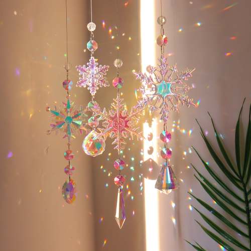 Colorful Snowflake Crystal Sun Catcher by Veasoon