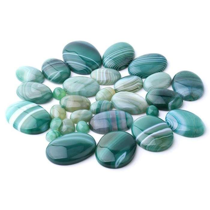 Oval Natural Green Agate Stones by Veasoon