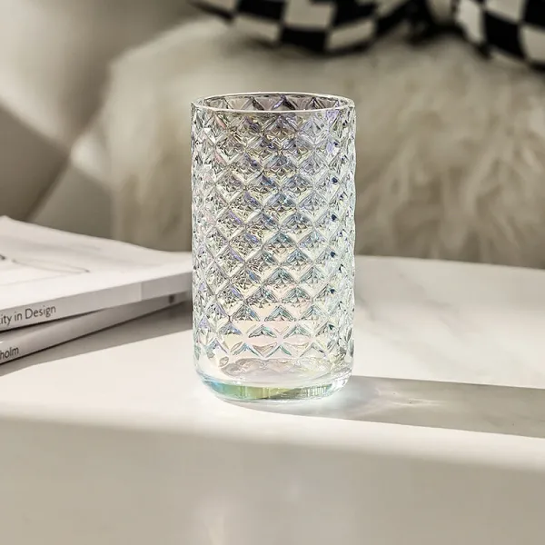 Embossed Ribbed Glass Cup