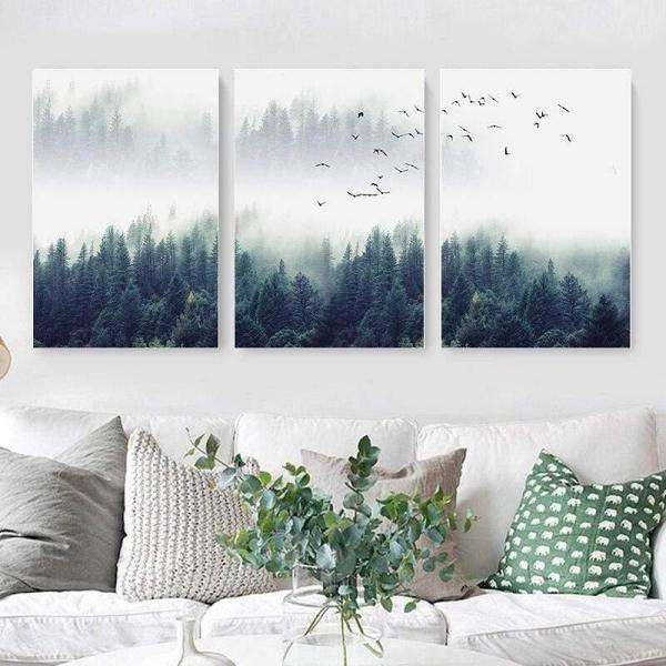 3 Piece Nordic Forest Landscape Wall Art by Veasoon