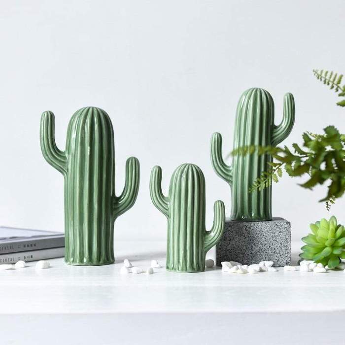 Ceramic Cactus Decor by Veasoon