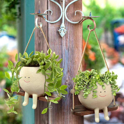 Smiley Face Swinging Planter by Veasoon