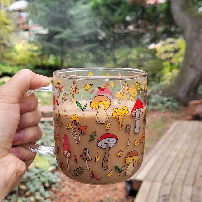 Mushroom Glass Mug by Veasoon