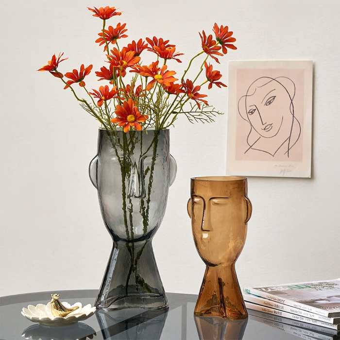 Abstract Human Face Flower Vase by Veasoon