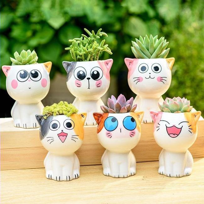 Cartoon Cat Flower Pots by Veasoon