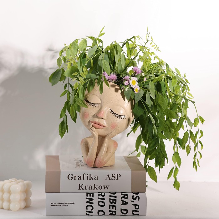 Thoughtful Lady Planter by Veasoon