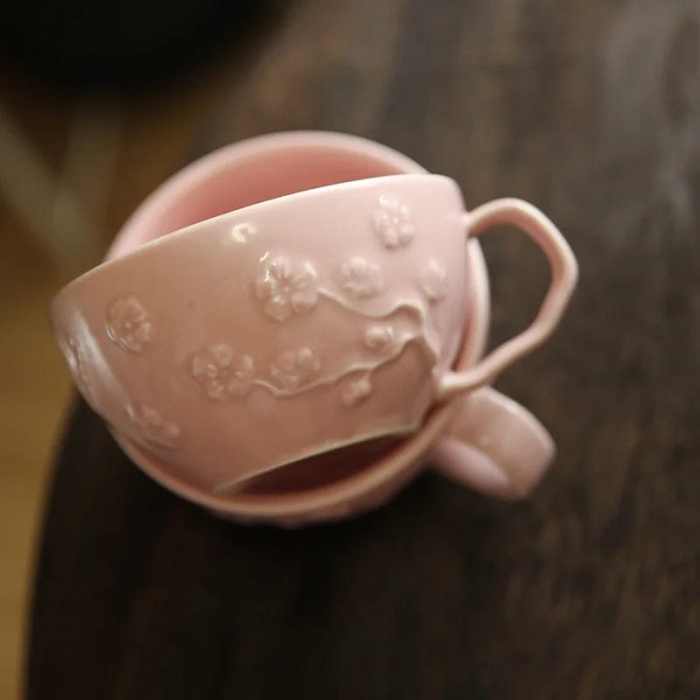 Peach Blossom Ceramic Coffee Mug by Veasoon