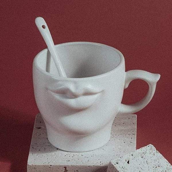 Lips White Ceramic Cup by Veasoon
