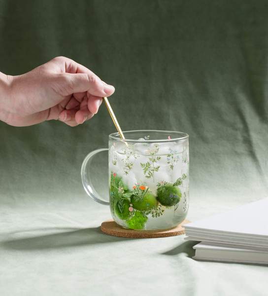 Grass & Flowers Glass Mug by Veasoon