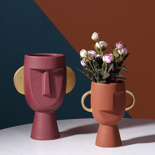 Abstract Face Flower Vase by Veasoon