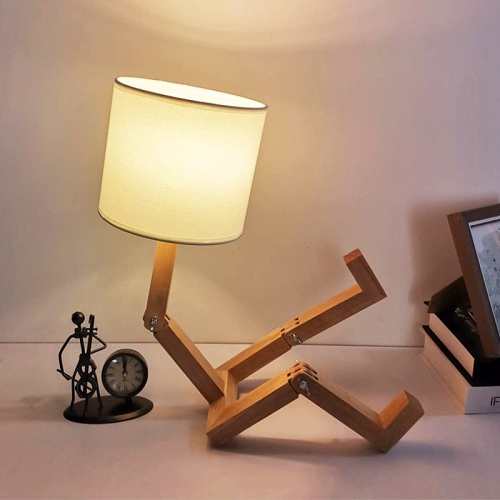 Robot Wooden Table Lamp by Veasoon