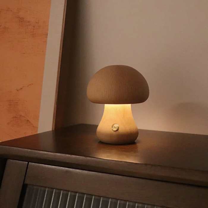 Wooden Mushroom Lamps by Veasoon